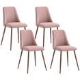thumbnail image 1 of HOMCOM Ensemble de 4 Chaises de Salle à Manger, Chaise d'Appoint en Velours, Rose, 1 of 10