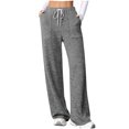 thumbnail image 1 of fatyb Womens Casual Ribbed Knit Pants Wide Leg Lounge Pants with Pockets Drawstring Loose Comfy Trousers, 1 of 7