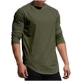 thumbnail image 1 of Jalioing T-Shirt Décontracté pour Homme, Basique, Ample, à Manches Longues, Col Ras du Cou, T-Shirt d'Automne, Couleur Unie, Chandail à Enfiler, 1 of 8