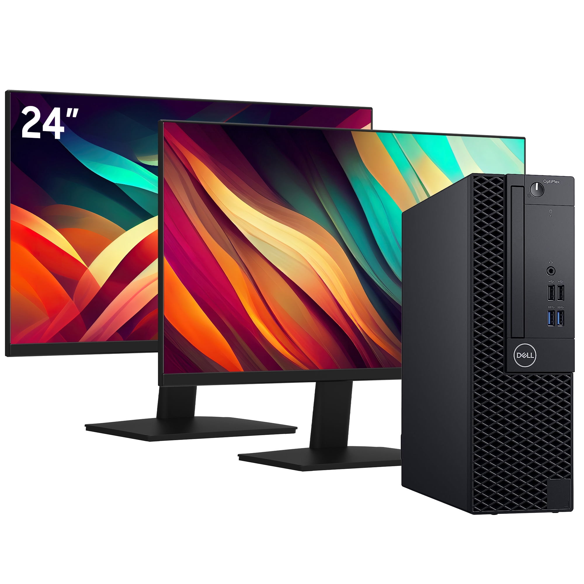 Powerfull Desktop PC Dell OptiPlex SFF Computer, New Dual 24inch FHD (Intel Core i7 Processor/ 512GB SSD + 500HDD/ 32GB RAM/ Windows 11 Pro) - Office/ Home Use - Refurbished