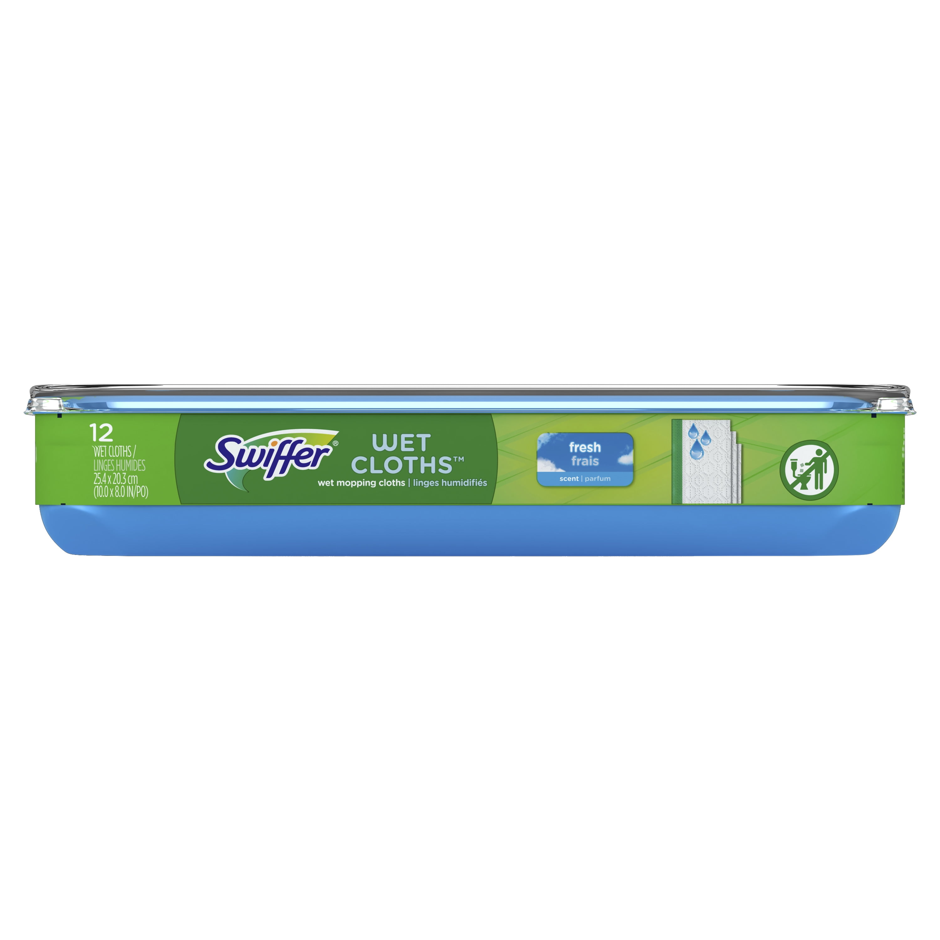Swiffer Balai + Vadrouille, Linges Humides de Recharge, Nettoyant pour Planchers, Linges de Nettoyage, Frais, 12 Unités
