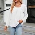 thumbnail image 2 of AherBiu Womens Tops Casual Long Sleeve Square Neck Fall Blouses Loose Comfy Solid Color Shirts, 2 of 4