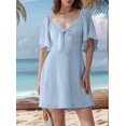 thumbnail image 2 of Robes pour Femmes Printemps Été Décolleté en V Profond Élégante Robe Mini à Nœud Bleu Clair TG, 2 of 8