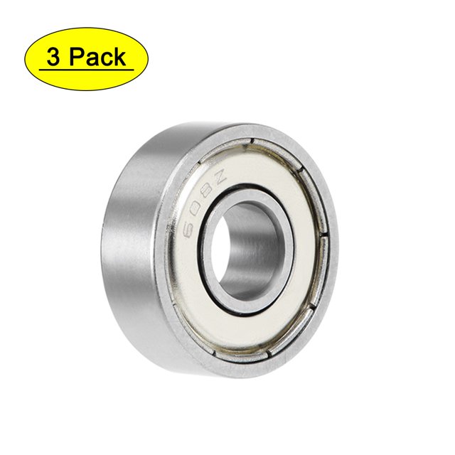 Unique Bargains Roulement à Billes à Gorge Profon 608ZZ 8x22x7mm Double Roulements Chromés Blindés 3pcs