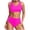 Hot Pink 2, variant on Tungbrin Womens Bikini Sets 2 Piece High Waited Sports Swimsuit Summer Beach Solid Color Round Neck Bathing Suits