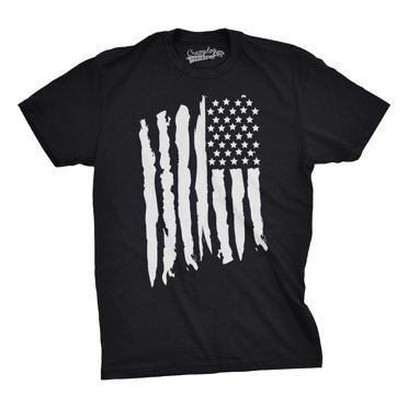 Mens Vertical Grunge Flag Funny T shirts USA Tees American Novelty Vintage T shirt (Black) - 3XL