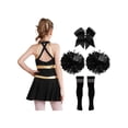 thumbnail image 2 of Alvivi Robe de Cheerleading pour Filles Enfants Tenue Uniforme de Cheerleader avec Pompons Chaussettes Ensemble de Costumes B Noir&Blanc 12, 2 of 7