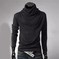 thumbnail image 3 of Mrat Chandail d'Automne pour Homme Chandail Uni à Col Montant Chandail à Manches Longues Ample Chandail de Base Hauts Chandail Col Roulé Chandail pour Homme P-105 Gris Foncé m, 3 of 8