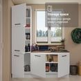 thumbnail image 4 of Madesa Garage Storage Cabinet Set 70"L with 5 Doors Multiple Compartments Modular Organization Pantry Base Cabinet Wall Cupboard - White, 4 of 10