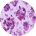 thumbnail image 1 of Ahgly Tapis Rond Lavable en Machine Intérieur Transitionnel Fleur Rose, 7 Pieds Rond, 1 of 7