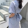 thumbnail image 4 of XZNGL Robe d'Été en Coton pour Femmes Été Coton Bleu à Rayures Bandage Fendue Longue Robe Longue Robe Longue pour Femmes Été Robe Bleue pour Femmes Été Été Longue Robe pour Femmes, 4 of 9