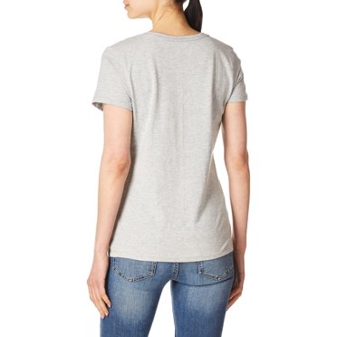 Hanes 00617914394035 T-Shirt à Manches Courtes Col en V pour Femmes Lucious Peonies Acier Clair - Grand