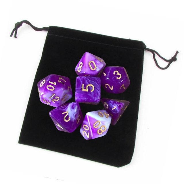 lionlar Pack of 7 Polyhedral Dices Set with Pouch Bar Math Teaching B