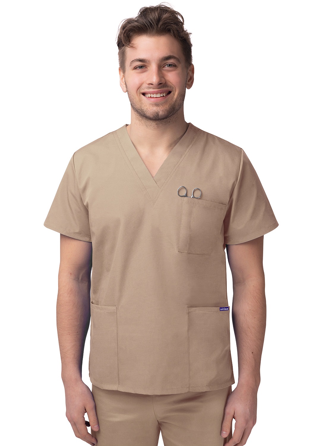 Sivvan Unisex V-Neck 3 Pocket Scrub Top (Available in 15 Colors)