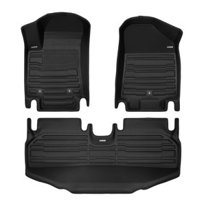 TuxMat - For Hyundai Kona Electric 2024-2027 Models - Custom Car Mats - Maximum Coverage, All Weather, Laser Measured - This Full Set Includes 1st and 2nd Rows