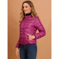 thumbnail image 4 of INSPIRE CHIC Women's Hooded Packable Thickened Zip Down Short Puffer Coat, 4 of 6