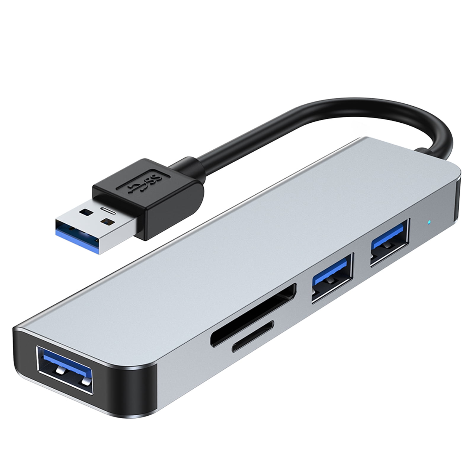 2103U 5-in-1 USB Hub Adapter Multi-port USB Docking Station with USB3.0+USB2.0*2+SD/TF Card Readers Extension Hub for Laptops Desktops Smartphones with USB Port