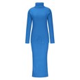 thumbnail image 4 of KIHOUT Womens 2 Piece Outfits Solid Color Long Sleeve Loose High Neck Sweater Tops and Skirt Lounge Set, 4 of 6