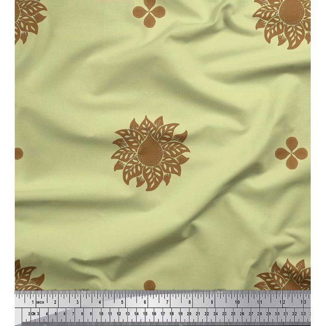 Soimoi Rayon Fabric Flower Artistic Printed Fabric 1 Yard 56 Inch Wide