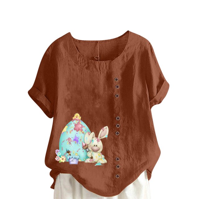 Birdeem Chemise Décontractée Oversize d'Été pour Femmes Col Rond Manches Courtes Imprimé Floral Ample