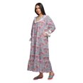 thumbnail image 2 of Moomaya Robe de Nuit Maxi pour Femmes en Coton à Col en V Imprimé avec Bordure Volantée, 2 of 5