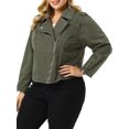 thumbnail image 4 of Unique Bargains Veste de Moto en Denim Inclinée à Fermeture Éclair pour Juniors Grande Taille, 4 of 6