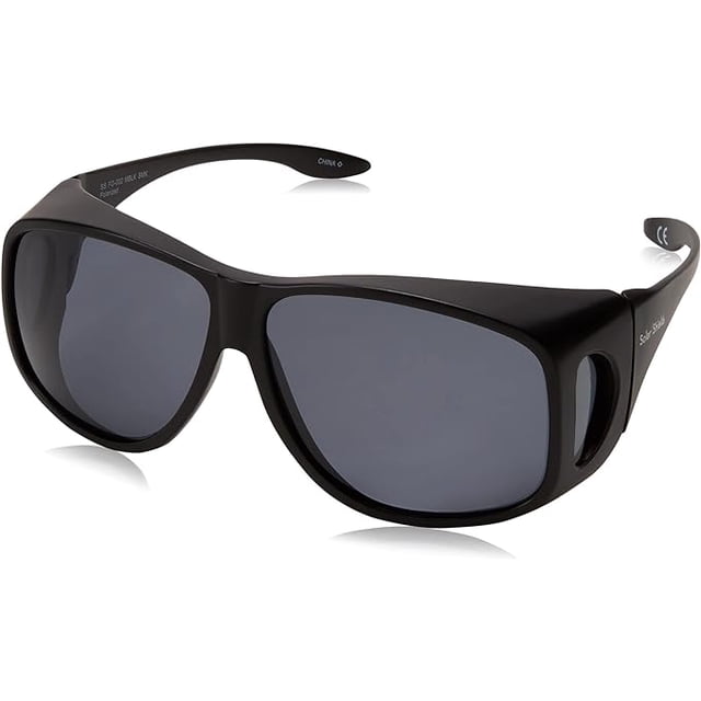 Lunettes de Soleil Unisexes pour Adultes à Écran Solaire - Classiques, Montantes, en Gris, avec design Enveloppant et Verres Polarisés pour une Clarté Accrue et une Réduction de l'Éblouissement. Conçues pour les Porteurs de Lunettes, Ces Lunettes de Soleil Offrent une protection UVA/UVB 100 % pour une Sécurité Oculaire Supérieure.