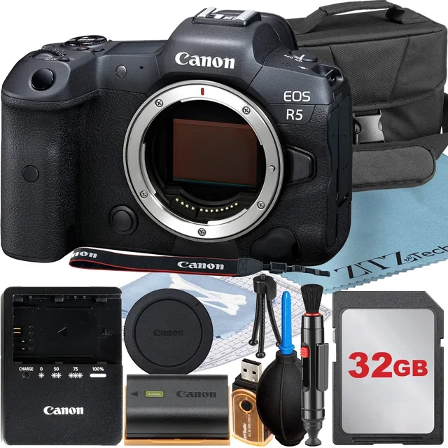 Canon EOS R5 Mirrorless Digital Camera (Body Only) Full-Frame with SanDisk 32GB + Case + ZeeTech Accessory Bundle