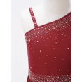 thumbnail image 4 of MSemis Robe de Danse Moderne Sans Manches pour Filles avec Strass Brillants, Jazz Lyrique, Jupe de Ballet Bourgogne 12, 4 of 6