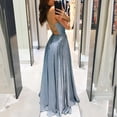 thumbnail image 4 of Fridja Femmes V-Cou Couture Creux sur le Dos Écharpe Solide Mince Longue Robe, 4 of 7