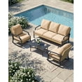 thumbnail image 1 of AECOJOY Ensemble de Mobilier de Patio en Rotin Toutes Saisons 5 Places, Ensemble de Conversation Extérieur avec Fauteuils Berçants, Table Basse et Coussins Imperméables (Beige), 1 of 9