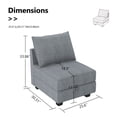 thumbnail image 3 of HONBAY Modern Fabric Middle Module for Modular Sofa Customizable Sectional Sofa, Bluish Grey, 3 of 5