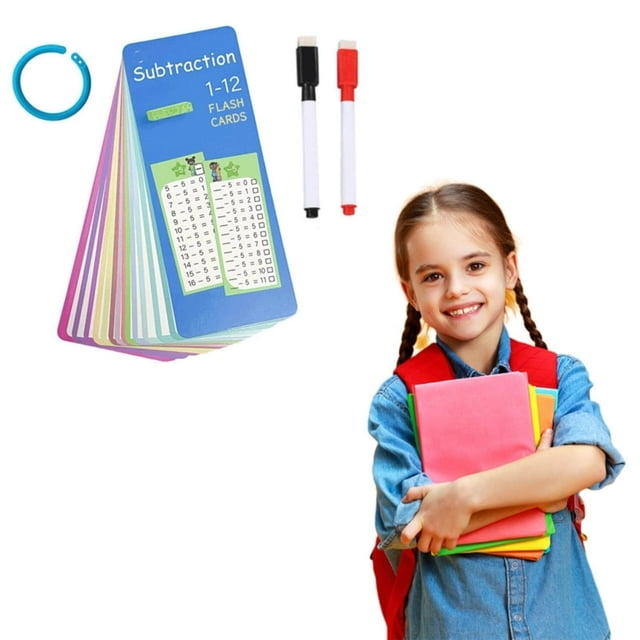LEEYNEER Multiplication Flash Cards 3rd 6th Grade 17PC Times Table Math Fact Cards with Dry Erase Markers Portable Learning Tools for Homeschool & Classroom