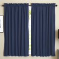 thumbnail image 1 of Blazing Needles Twill Drapery Panel Set with 3" Rod Pockets and Tiebacks (Set of 2), 63" by 52", Navy, 1 of 2