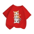 thumbnail image 3 of LUOGENLI T-Shirt pour Filles Enfant Filles Mignon Graphique Col Rond Manches Courtes Tee Été Décontracté T-Shirt Maxi Hauts avec Fente Ensemble Rouge 5-6 Ans, 3 of 5