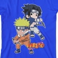 thumbnail image 2 of T-shirt Bleu Royal Jeunesse Naruto Classique Chibi Naruto et Sasuke Posture de Combat avec Manches Courtes et Col Ras du Cou-Moyen, 2 of 3
