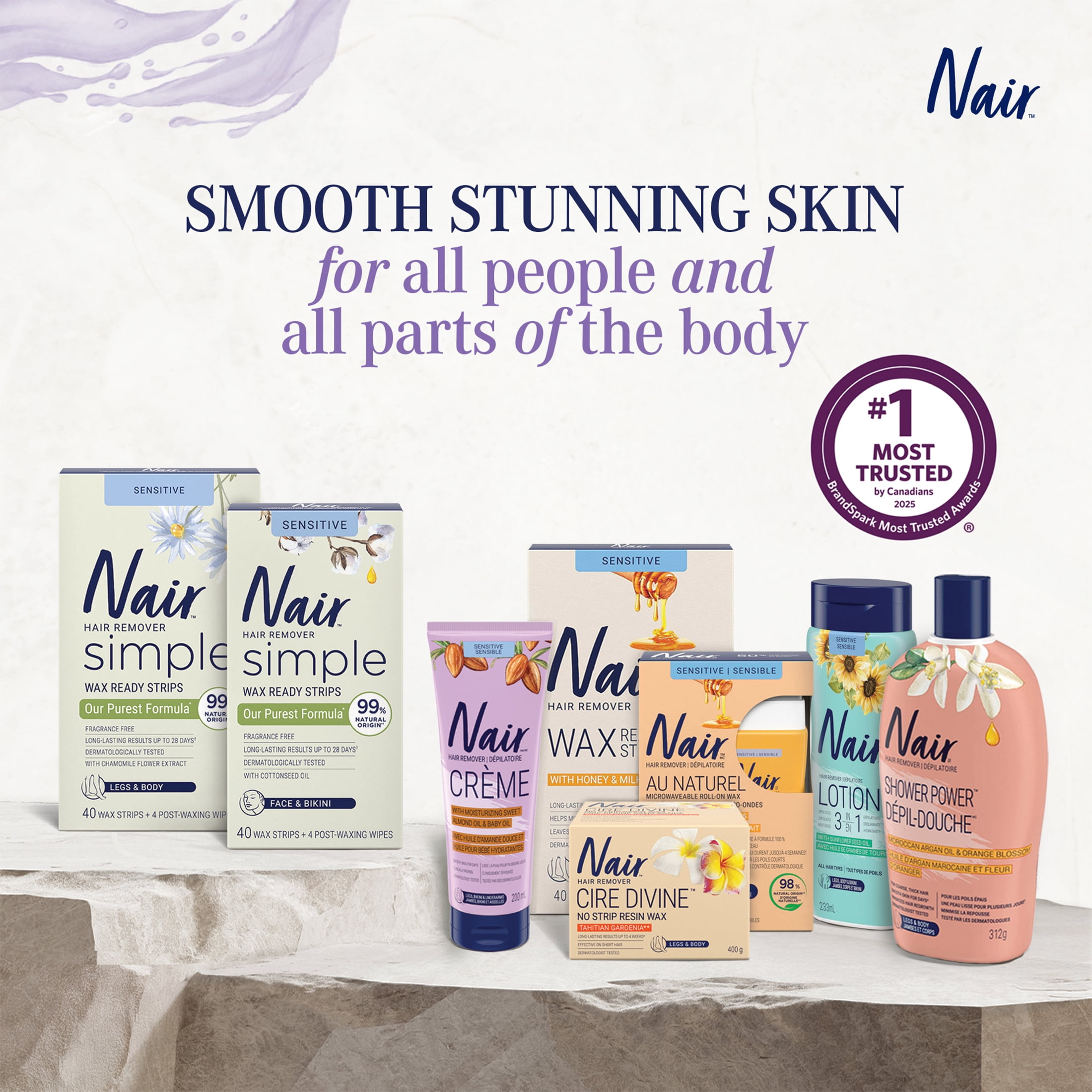 Nair Lot de 40 bandes de cire pour jambes et corps au lait et au miel + 4 lingettes de finition