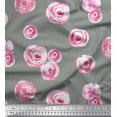 thumbnail image 1 of Soimoi Gray polyester Crepe Fabric Flower Watercolor Print Sewing Fabric BTY 42 Inch Wide, 1 of 3