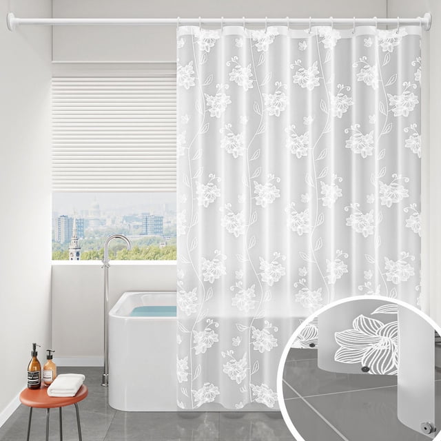 LSLJS The EVA Material Shower Curtain Has A Weight At The Bottom The Shower Curtain Is Impermeable and Does Not Require Drilling It Is Equipped with Hooks, Shower Curtain
