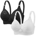 thumbnail image 2 of Bras for Women, 2PCS Womans Printing Gathered Together Large Size Daily Bra Underwear No Rims, 2 of 9
