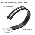 thumbnail image 2 of Unique Bargains  2.48'' R Shape Rubber Cushioned Insulated Clamps 304 Stainless Steel 5 Pack, 2 of 3