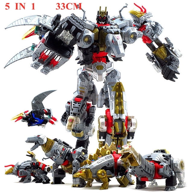 Haizhixing Ensemble 6 en 1 Jouets de Transformation Garçon Figurine d'Action Devastator Robot Véhicule d'Ingénierie Voiture Modèle d'Avion Enfants H903. l'Image Montre une Figurine de Robot de 33 cm de Hauteur Assemblée à Partir de six Composants Individuels, Incluant des Véhicules et des Animaux Robotisés, dans une Finition Métallique avec accents Rouge, Or et Noir. les Composants Sont Présentés Séparément et Combinés en un Robot Complet. Convient aux 7 Ans et Plus, Fait de Plastique ABS de Haute Qualité, et Conçu pour