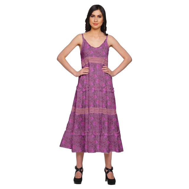 Moomaya Robe Maxi Sans Manches à Bretelles Spaghetti Ajustables pour Femmes Grande Taille