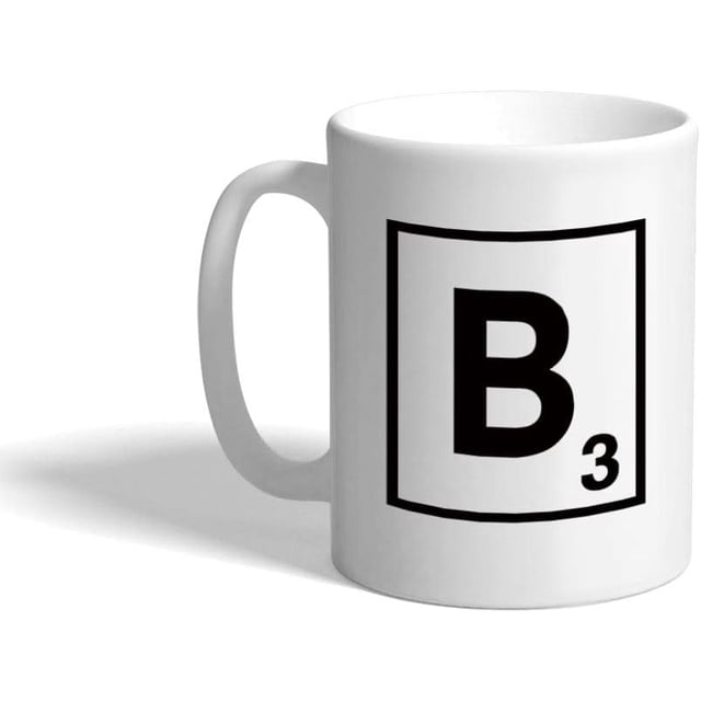 Custom Funny Coffee Mug Coffee Cup"B" Scrabble Initial Monogram Letter B White Ceramic Tea Cup 11 OZ Design Only,White,11oz
