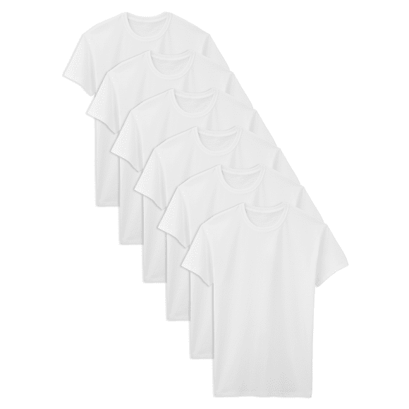 Fruit Of The Loom Mens Classic White Crew Neck T-Shirts - 6 Pack, 3XLT, White