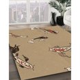 thumbnail image 3 of Ahgly Company Tapis d'Intérieur Ronds Lavables à la Machine, Style Transitionnel, Brun Sable Brun, 8 Pieds Rond, 3 of 7
