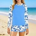 thumbnail image 5 of RXMEKW Swimsuit Set for Girls with Floral Print Two-Piece Beach Swimsuit Long Sleeve Rash Guard and Swim Shorts for Kids and Teens Summer Pool and Ocean, 5 of 5