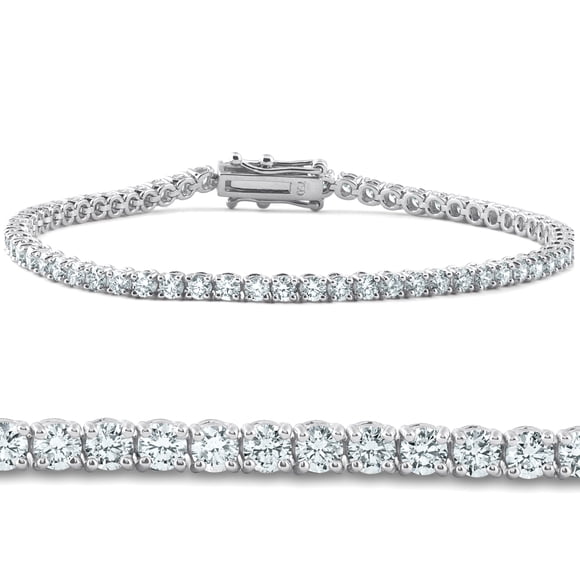 4ct Real Natural Round Cut Diamond Tennis Bracelet 14K White Gold 7"
