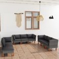 thumbnail image 1 of vidaXL 9 Piece Garden Lounge Set with Cushions Poly Rattan Grey, 1 of 4