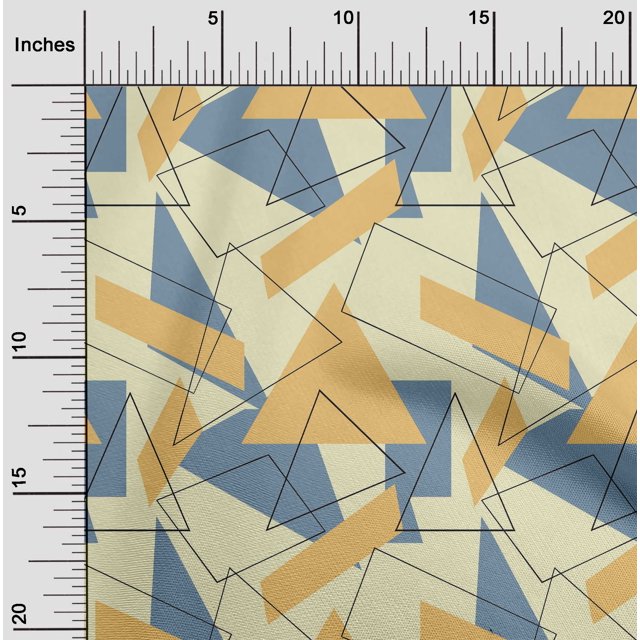 oneOone Cotton Silk Fabric Rectangle & Triangle Geometric Printed Fabric 1 Yard 42 Inch Wide